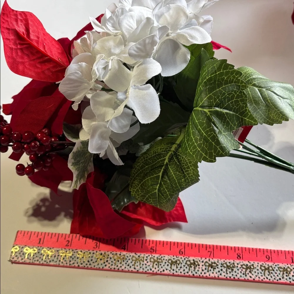 Poinsettia Bushes White Hydrangeas Holiday Red Poinsettia & Berry Set of 5